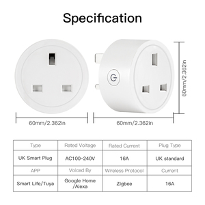 SLS 16A Tuya Wifi <span class=keywords><strong>Smart</strong></span> Life Alexa moniteur d'alimentation à commande vocale adaptateur de prise Zigbee avec prise britannique Type de prise électrique - Product Image 6