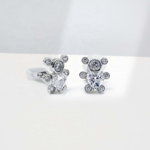 Custom plata 925 sterling silver kids summer gold plated earring fashion teacher gemstone shell <b>cute</b> women <b>bear</b> stud earrings - Product Image 5