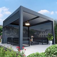 Pergola en aluminium de luxe avec volets, pavillon lumineux, auvent pare-soleil électrique télécommandé pour villa extérieure