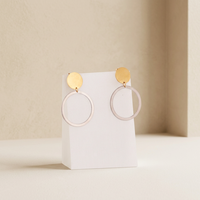 Vente directe usine – Ensemble collier et boucles d'oreilles en acier inoxydable 316L avec pendentif rond plaqué or PVD 18 carats, étanche