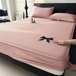 Fitted Ice Silk Bed <b>Sheet</b> 0.9m Embroidered Breathable Summer Home Use - Product Image 1