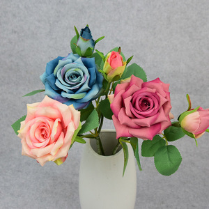 Rosas Artificiales de Doble Punta, Flores de Seda de 30cm-100cm, Ramo de Alta Simulación para Decoración de Bodas y Hogar - Product Image 1