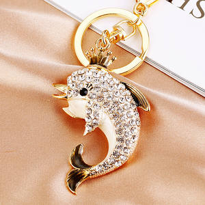 Bling belle métal strass diamant dauphin porte-clés cristal diamant pendentif Animal porte-clés sac à main sac breloque voiture porte-clés - Product Image 4