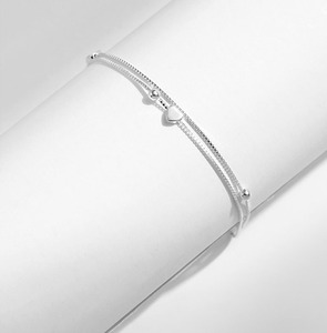 S925 <b>Silver</b> Sweet Minimalist Double Layer Heart Bracelet With Heart <b>Charms</b> Unisex Everyday Wear Jewelry - Product Image 3