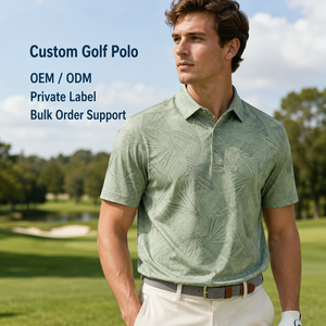 <span class=keywords><strong>Polo</strong></span> da Golf Personalizzata Verde Salvia per Uomo con Stampa Foglie di Palma Tropicale, Anti-UV e Traspirante, Abbigliamento Sportivo per Squadre - Product Image 1