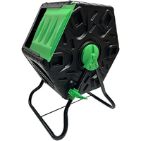 Poubelle à roulettes pour extérieur 65L avec support en acier, 360° °   Composteur rotatif d'extérieur pour les déchets de jardin et de cuisine