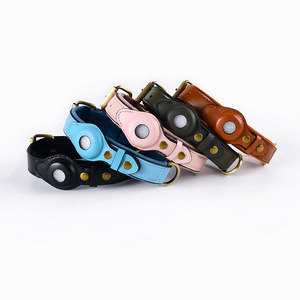 Luxury Reflective Leather Dog <b>Collar</b> for Airtag, Comfortable Fashion Cool Style Pet <b>Collar</b>, Customized Logo Anti-Lost Dog <b>Collar</b> - Product Image 1