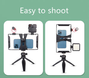 Kit de Rig <span class=keywords><strong>Cage</strong></span> Vidéo à Poignée Multi Sabots 1/4 Interface pour Caméra Smartphone à Main Support de Fixation pour <span class=keywords><strong>iPhone</strong></span> 14/13/12/<span class=keywords><strong>11</strong></span>/X <span class=keywords><strong>Pro</strong></span> Max - Product Image 4