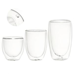 Vaso de vidrio transparente de doble pared preperforado para globo de nieve, redondo, de 8oz, 12oz, 15oz, para capuchino, latte y manualidades con purpurina - Product Image 1