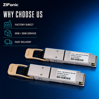 Modul Transceiver Optik 400G QSFP112 VR4 850nm Multimode MPO-12 50m 400Gbps untuk Uplink Rak ke Rak di Pusat Data