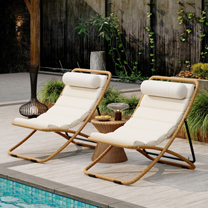 2-Pieces Modern Outdoor Chair Rattan-Wrapped Garden Chair with Adjustable <b>Backrest</b> and Thick Cushion - Product Image 6