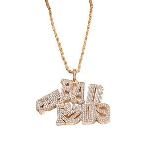 Qinghe Jewelry Hip Hop Letter <b>Necklace</b> Gold Silver Plated Pendant Unisex Fashion <b>Statement</b> Jewelry Trendy Charm <b>Necklaces</b> - Product Image 5