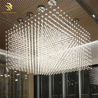 Lustre Cube Lumineux Personnalisé pour Hall d'Hôtel, Villa à Plafond Haut, Centre Commercial, Décoration Artistique