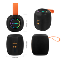 Haut-parleur Bluetooth portable 5W, grand haut-parleur de 66 mm, étanche IPX4, lumière RGB intégrée, microphone intégré pour le camping en plein air et les voyages