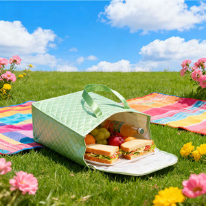 Bán buôn biểu tượng tùy chỉnh in sọc thân thiện với môi không dệt Laser nổi bật mua sắm hàng tạp hóa Tote Túi - Product Image 5