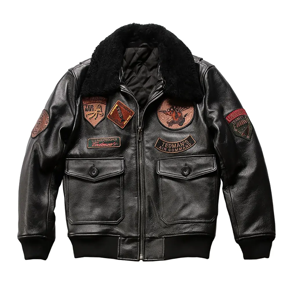 winter Fashion bomber coats jaqueta de couro masculino cheap genuine leather lint clothing men's leather jackets