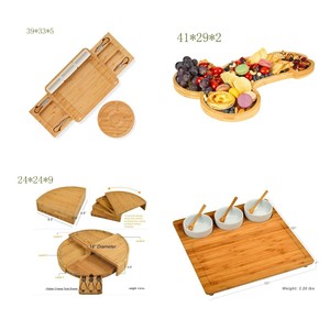Bamboo Cheese Board <b>Set</b> 18 Inch Diameter With Hidden Drawer For Serving And Cutting - Product Image 1