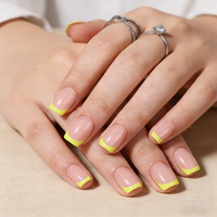 Faux ongles courts en acrylique de haute qualité à presser, avec French Manucure, autocollants pour ongles artificiels