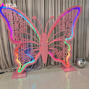 LEDA Nouveau design LED RGB Métal Rose Papillon Support de scène Éclairage de fond Guide de route en fer Toile de fond pour décoration de mariage - Product Image 4