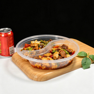 Contenitore per Alimenti Rotondo a 2 Scomparti in PP per Alimenti, Scatola da Asporto per Verdure, Insalata, Frutta, Pollo Fritto, Patatine Fritte - Product Image 4