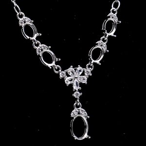 Collier semi-monté en argent <span class=keywords><strong>sterling</strong></span> 4*5 + 5*7mm Support vide de griffes vierges S925 Base sans pierre centrale pour incrustation de bricolage - Product Image 2