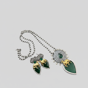 Jewelemarket Ensemble de colliers longs plaqués deux tons avec pierres de pomme de terre, collection de bijoux fins élégants - Product Image 2