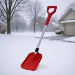 Pelle à neige en alliage d'aluminium avec poignée en D réglable de 36 à 40 cm, rouge, avec poignée antidérapante, outil de jardin - Product Image 2