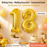 Ballons en feuille d'aluminium numérotés de 16 pouces, dorés, auto-scellants, pour enfants, vente en gros, fête d'anniversaire, mariage, décoration de remise de diplôme