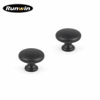 Poignée de meuble en alliage de zinc noir mat Runwin 2026, fabrication OEM, installation facile pour cuisine, chambre, salle de bain, placard