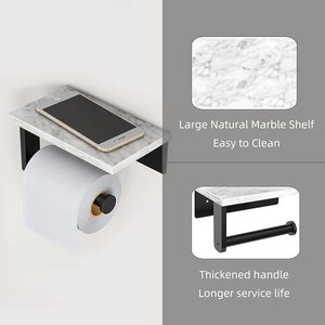 Estante adhesivo de mármol montado en la pared, estante de almacenamiento moderno para sala de estar, cocina, baño, rollo de papel tisú, soporte de papel higiénico - Product Image 4