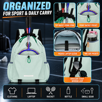 Sac à dos pour raquette OEM personnalisé avec cordon de serrage, poche avant pour raquette et compartiment pour ordinateur portable, idéal pour le tennis, l'entraînement et le transport quotidien