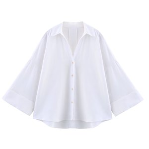 Nueva Camisa de Manga Ancha a Rayas con Cuello, Estilo Europeo y Americano, Moderna, Casual y Versátil para Mujer - Product Image 2