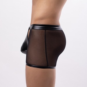 Boxer da Uomo Eleganti e Sexy in Rete, Intimo Unico con Dettagli Traforati, Patchwork in Ecopelle, Vita Bassa, Intimo Esotico Maschile per Club - Product Image 4