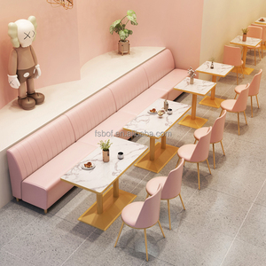 Set da <span class=keywords><strong>ristorante</strong></span> di colore blu e rosa mobili tavolo da pranzo con sedie mobili per caffetteria tavoli e sedie da caffè consegna veloce - Product Image 5