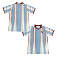 Kaos Jersey Sepak Bola Streetwear Klasik Custom Retro Stripe Sublimasi Print Jersey Sepak Bola Pria