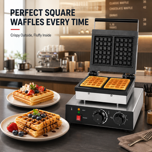 Máquina de Waffles Comercial, 220V, Eléctrica, de Acero Inoxidable, Antiadherente, con Control de Tiempo, para Cafetería y Panadería - Product Image 5