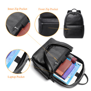 Mochila Escolar de Cuero Genuino Unisex para Hombre, Mochila de Cuero de Lujo Premium con Cierre de Cremallera para <span class=keywords><strong>Viajes</strong></span> de Negocios - Product Image 4