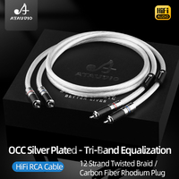 Pour ATAUDIO HiFi 12 brins OCC câble Audio plaqué argent double câble de Signal mâle RCA pour lecteur CD moniteur de cinéma maison