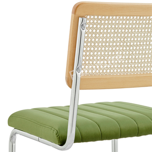 Chaises de salle à manger en rotin avec tapisserie d'ameublement verte de style campagnard américain Chaises de salle à manger Cesca Side Chair - Product Image 4