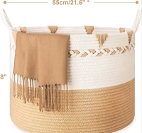 HUAYI Panier à linge pour le salon, panier de rangement extra large en corde de coton tissé
