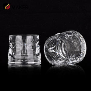 Toples lilin kaca borosilikat buatan tangan Eco, Tumbler wiski wajah Buddha kreatif mewah berbentuk 150ml kaca potret anggur transparan - Product Image 3