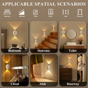 Lampes murales LED sans fil à détecteur de mouvement, magnétiques, intelligentes, décoratives pour la maison, rechargeables par USB, lampes de chevet pour la chambre à coucher - Product Image 6