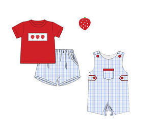 ชุดลำลองเด็กผู้ชายลายสตรอว์เบอร์รี่แบบสั่งทำพิเศษ ชุดรอมเปอร์เด็ก ขายส่งเสื้อผ้าเด็กผ้าฝ้ายผสมสแปนเด็กซ์ - Product Image 4
