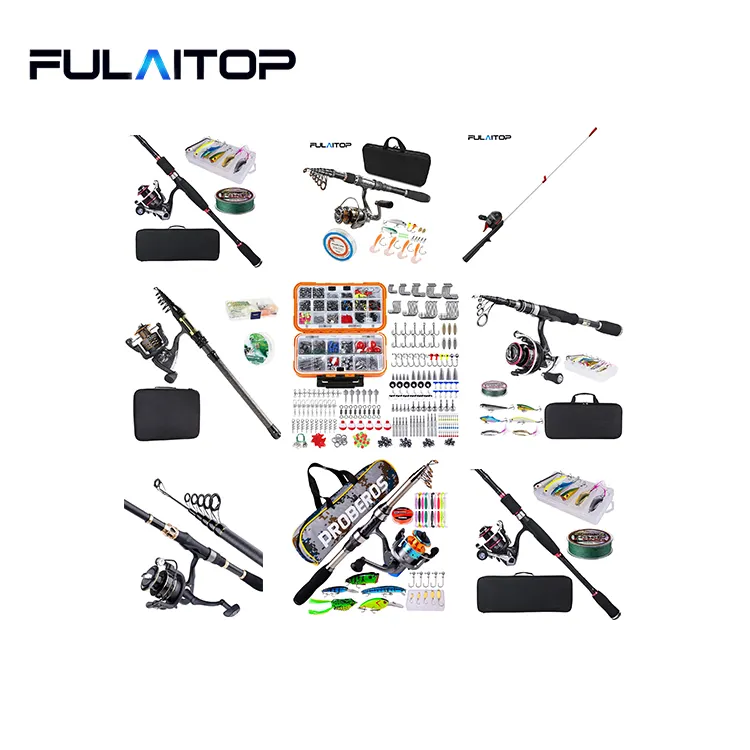 Conjunto de vara de pesca telescópica, em água salgada, de alto carbono, carretel e molinete, conjunto de combos giratórios com carretel