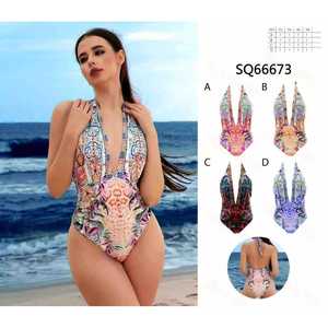 Costume da bagno intero taglie forti con controllo pancia, monokini sexy a fantasia, taglie A B C 38 40 42 44 - Product Image 1
