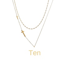 Collier ras-de-cou unisexe en acier titane à mailles fines, double couche, motif croix rouge et diamant, style bambou, sportif, style Mori, polyvalent, idéal pour un cadeau