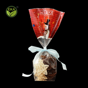 Grs giáng sinh phân hủy sinh học tùy chỉnh Giấy bóng kính túi vòng miếng vải hình tam giác trong suốt OPP nhựa vuông đáy phẳng Kẹo sô cô la túi - Product Image 6