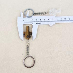 Haute qualité pierre précieuse naturelle croix porte-clés améthyste Rose Quartz <span class=keywords><strong>oeil</strong></span> de tigre opale Anka pendentif avec crochet en cuivre pour accessoire de sac - Product Image 6