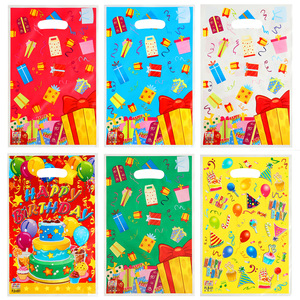 Confezione da 10 Sacchetti Regalo per Feste di <span class=keywords><strong>Compleanno</strong></span> e Laurea per Bambini, Tema <span class=keywords><strong>Compleanno</strong></span>, Riciclabili, Rettangolari, con Disegni Cartoon, Portatili in Plastica - Product Image 4
