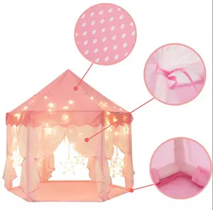 Seamind Kinder Prinzessin Mädchen großes Haus Indoor Outdoor Kids Schloss Spielzeugzelt mit LED-Leuchte